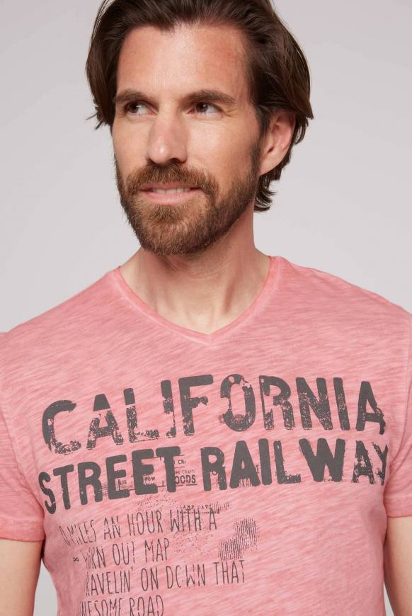 Soccx T-Shirt Mit V-Neck Im Vintage Style Sunrise M