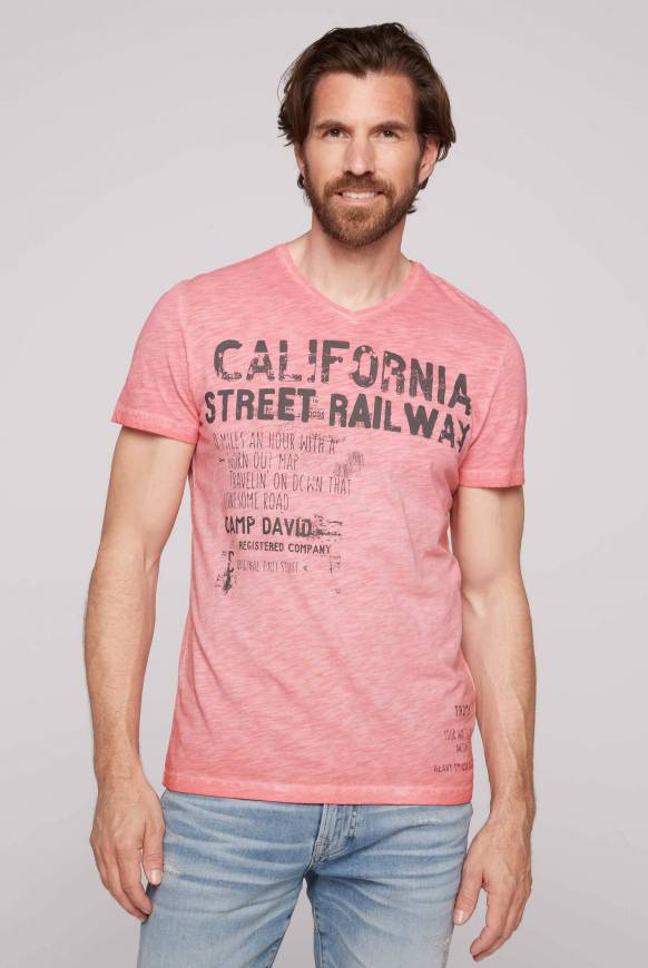 Soccx T-Shirt mit V-Neck im Vintage Style sunrise M