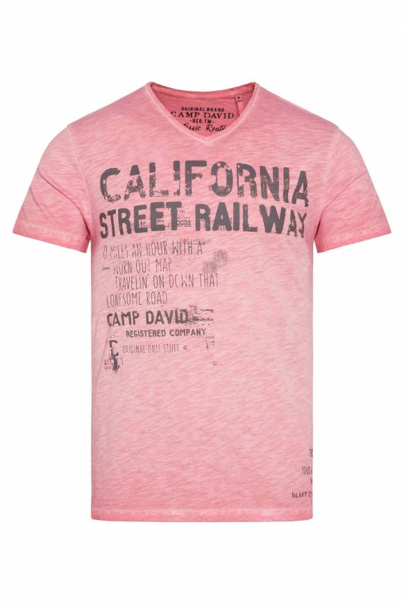 Soccx T-Shirt Mit V-Neck Im Vintage Style Sunrise M