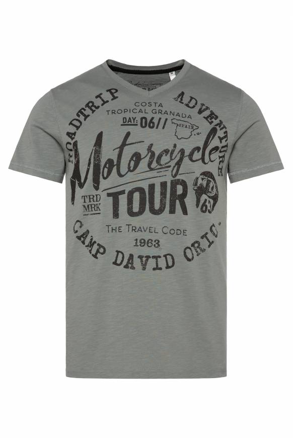 Soccx T-Shirt Mit V-Neck Und Label Prints Dusty Green M