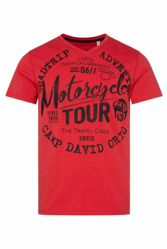 Soccx T-Shirt Mit V-Neck Und Label Prints Red Orange M