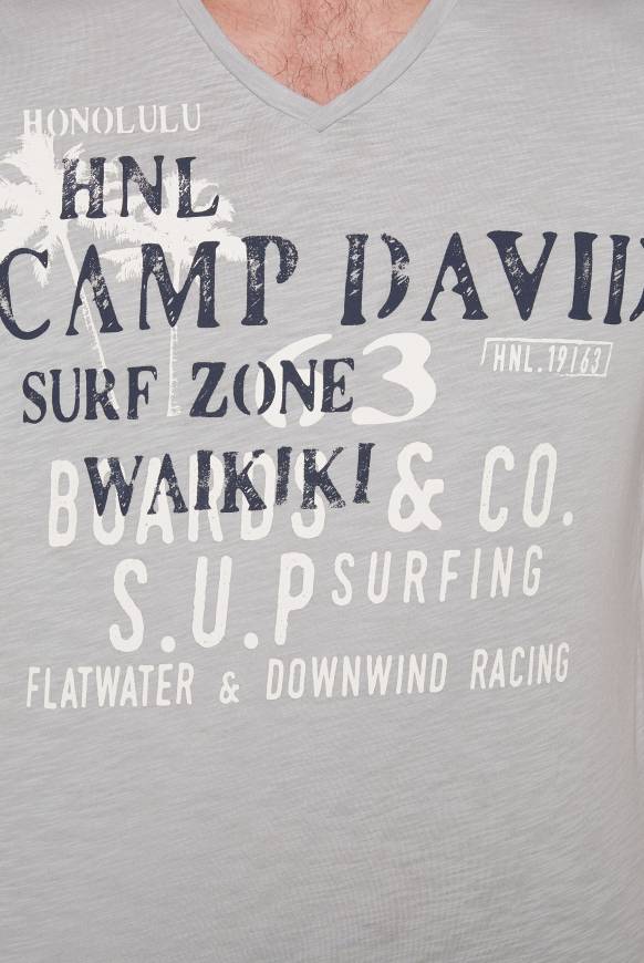 Soccx T-Shirt Mit V-Neck Und Print Artwork Cozy Blue S