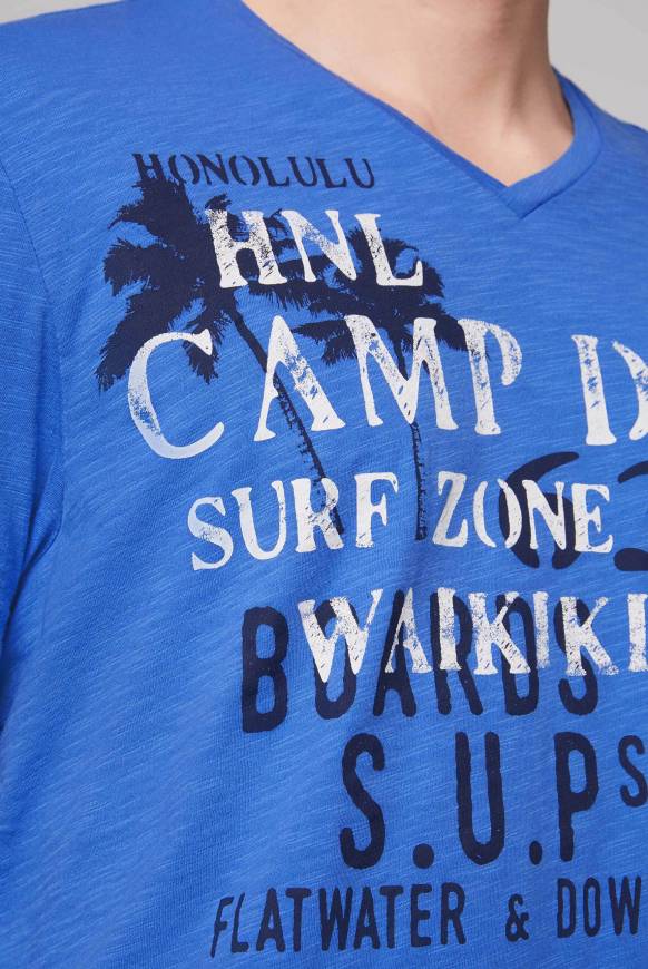 Soccx T-Shirt Mit V-Neck Und Print Artwork Deep Sky S