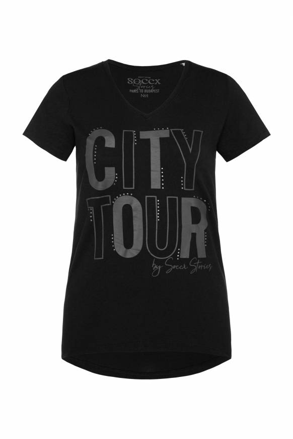 Soccx T-Shirt Mit Wording Print Und Schmucksteinen Black