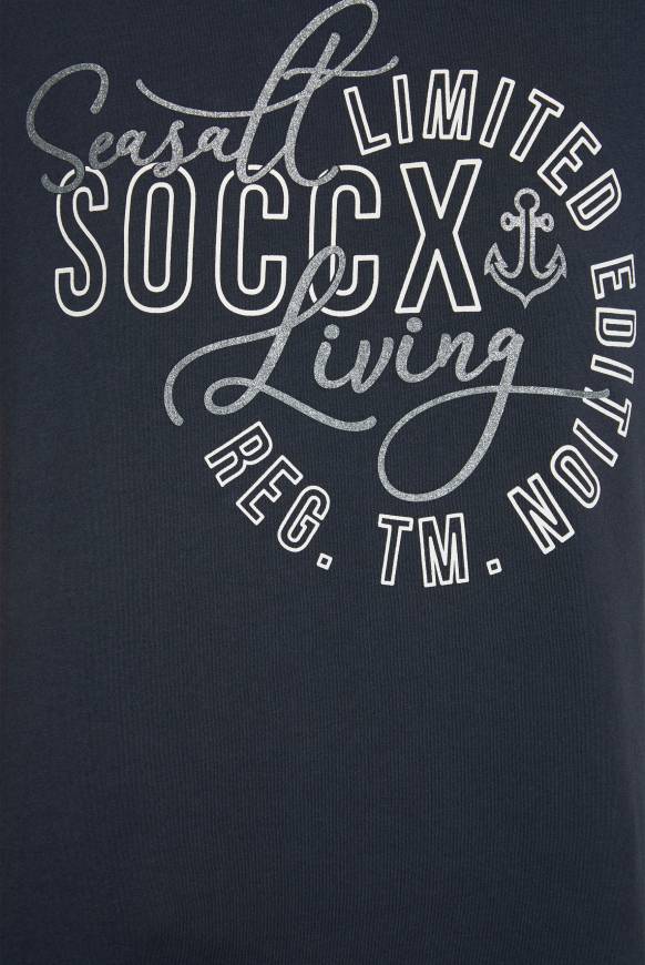 Soccx T-Shirt Rundhals Mit Logo Artwork Classic Navy