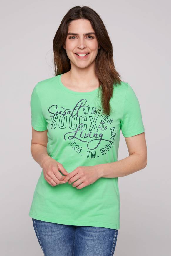 Soccx T-Shirt Rundhals mit Logo Artwork regatta green