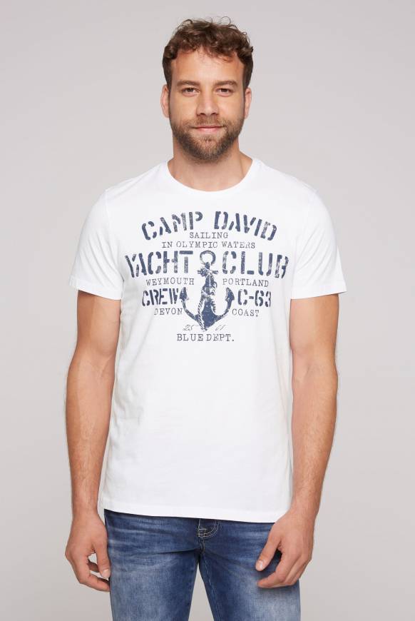 Soccx T-Shirt Rundhals mit Used Print opticwhite XXL