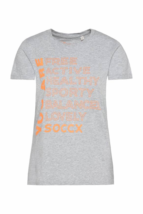 Soccx T-Shirt Rundhals Mit Wording Print Grey Melange