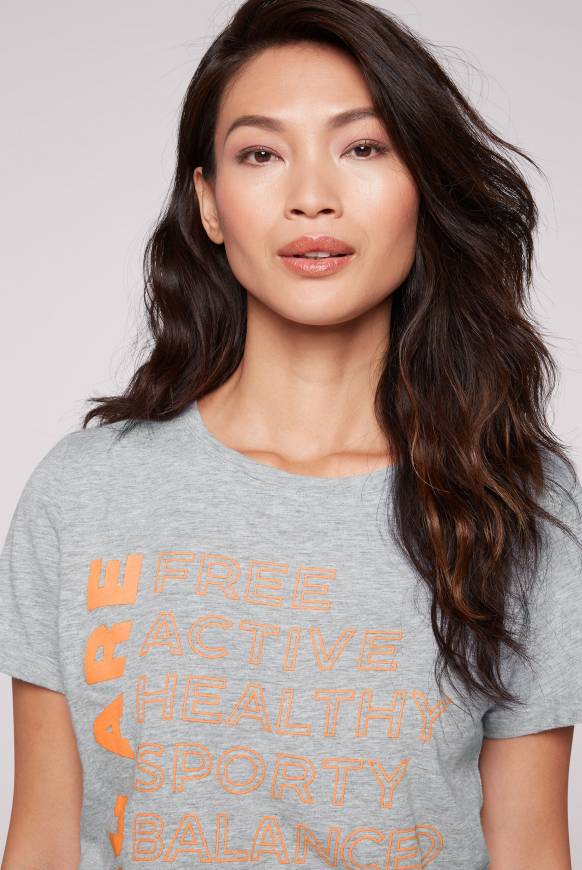 Soccx T-Shirt Rundhals Mit Wording Print Grey Melange