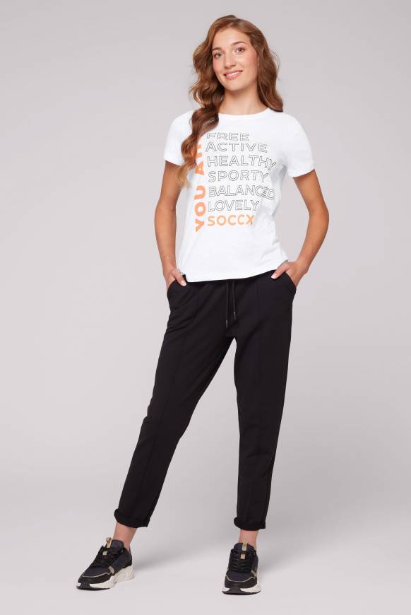 Soccx T-Shirt Rundhals Mit Wording Print Opticwhite