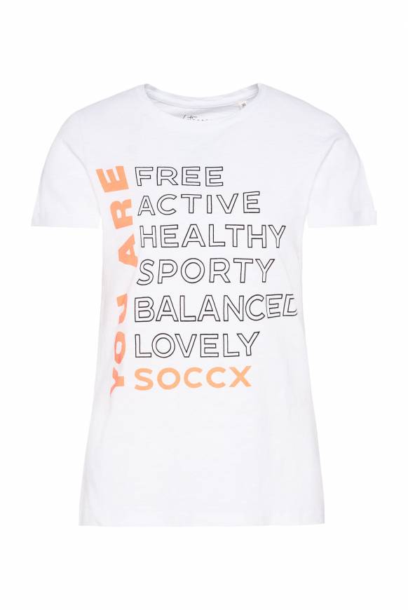 Soccx T-Shirt Rundhals Mit Wording Print Opticwhite