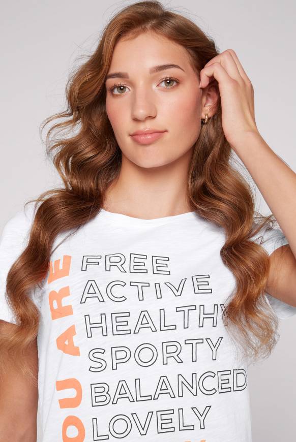 Soccx T-Shirt Rundhals Mit Wording Print Opticwhite