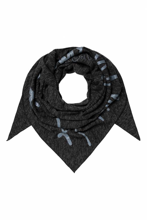 Soccx Triangle-Tuch Aus Flauschstrick Mit Print Black