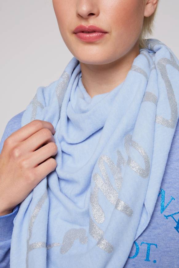 Soccx Triangle-Tuch Aus Flauschstrick Mit Print Cool Blue