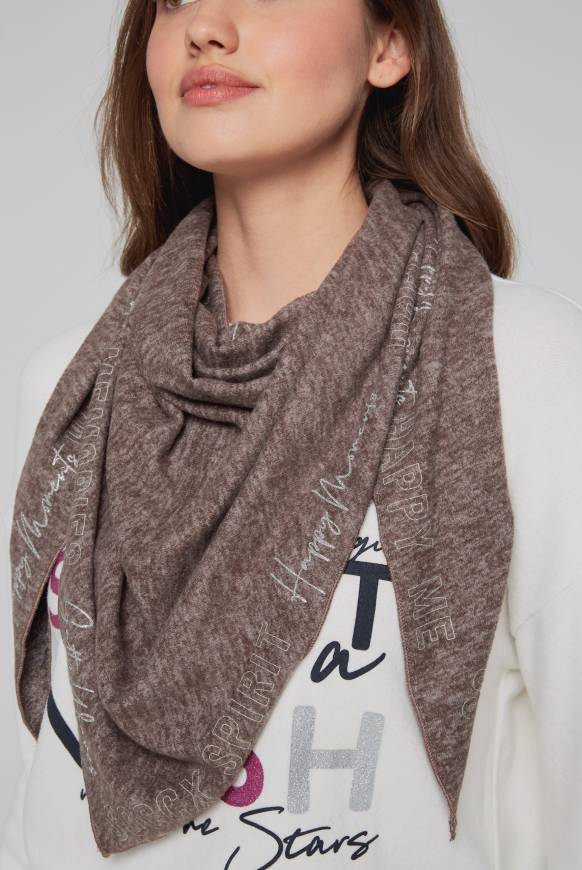Soccx Triangle-Tuch Aus Flauschstrick Mit Print Dark Mocha