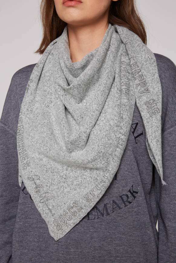 Soccx Triangle-Tuch Aus Flauschstrick Mit Print Grey Melange