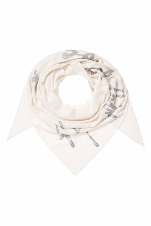 Soccx Triangle-Tuch Aus Flauschstrick Mit Print Ivory