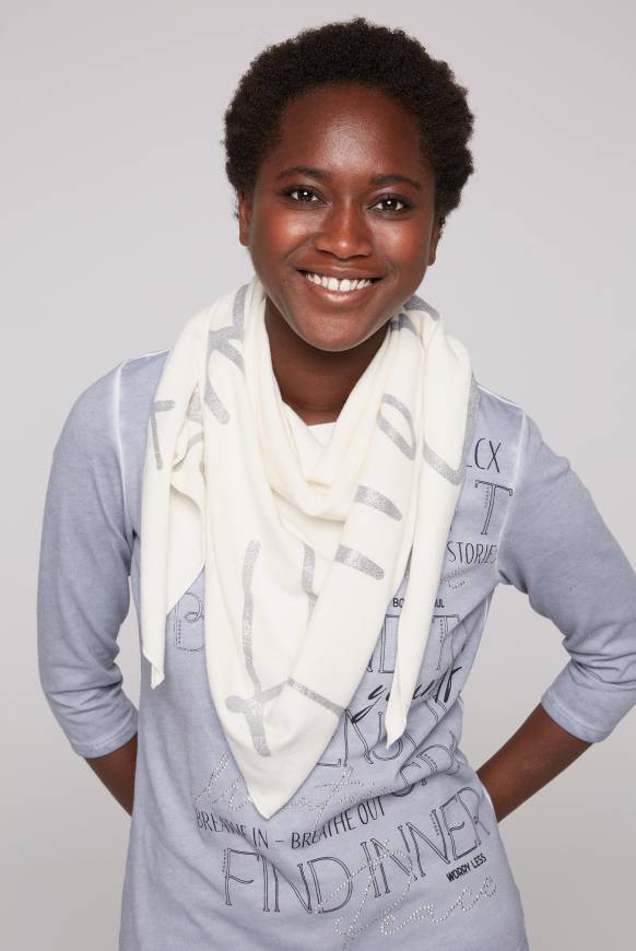 Soccx Triangle-Tuch Aus Flauschstrick Mit Print Ivory