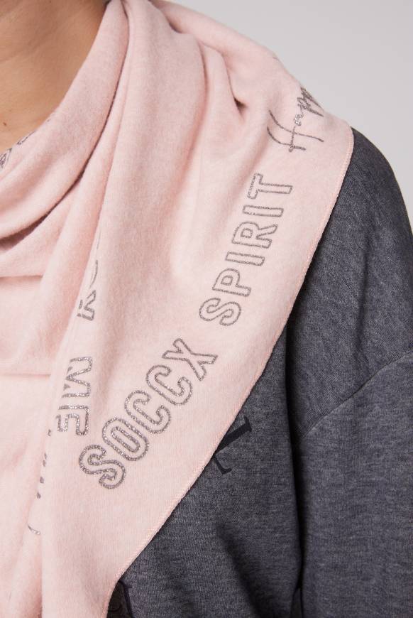 Soccx Triangle-Tuch Aus Flauschstrick Mit Print Rose Blush