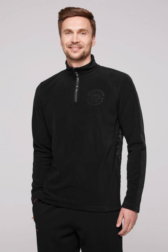 Soccx Troyer-Fleeceshirt mit Tapes und Prägedrucken black