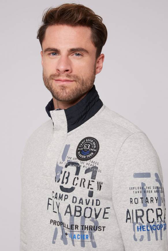 Soccx Troyer-Sweatshirt Mit Artworks Granite Melange