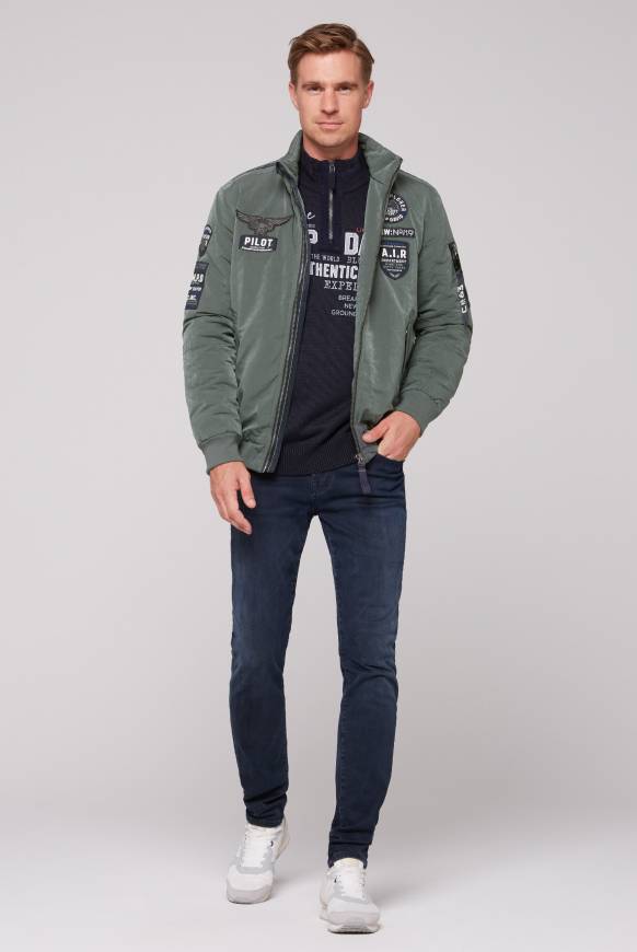 Soccx Wattierter Fliegerblouson Mit Patches Khale Green