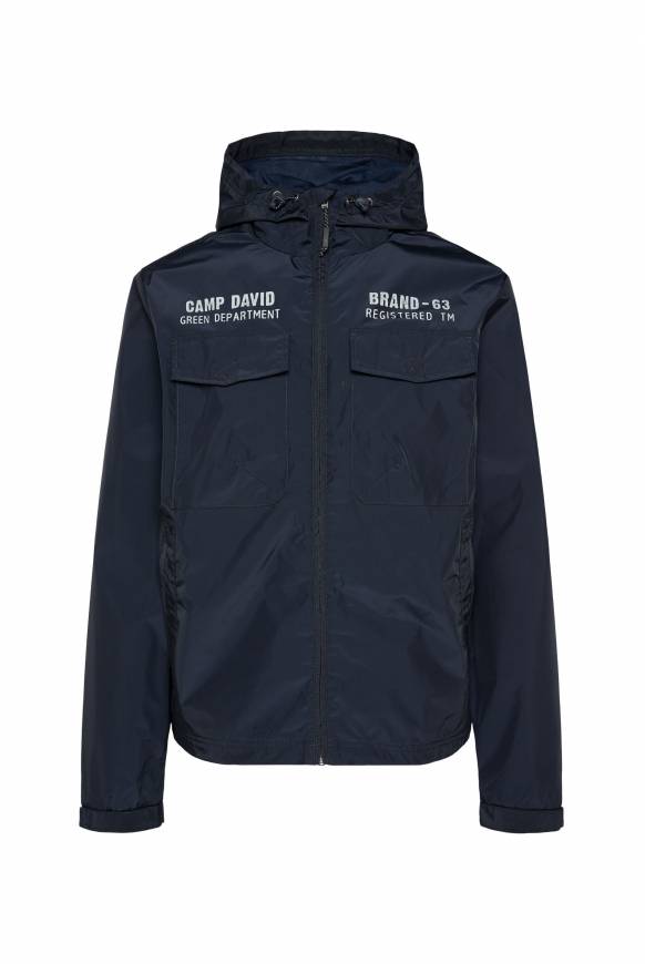 Soccx Windbreaker-Jacke Mit Kapuze Und Rückenprint Blue Navy