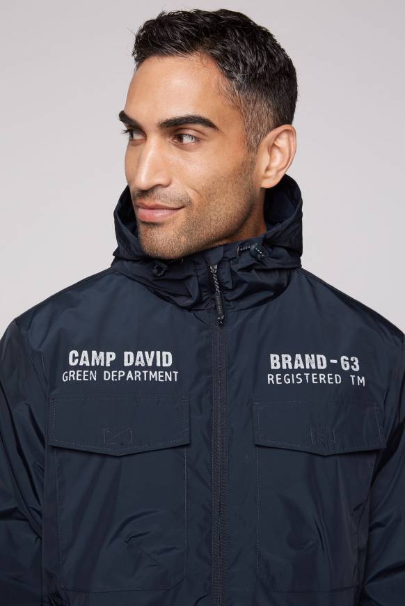 Soccx Windbreaker-Jacke Mit Kapuze Und Rückenprint Blue Navy