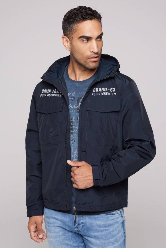 Soccx Windbreaker-Jacke mit Kapuze und Rückenprint blue navy