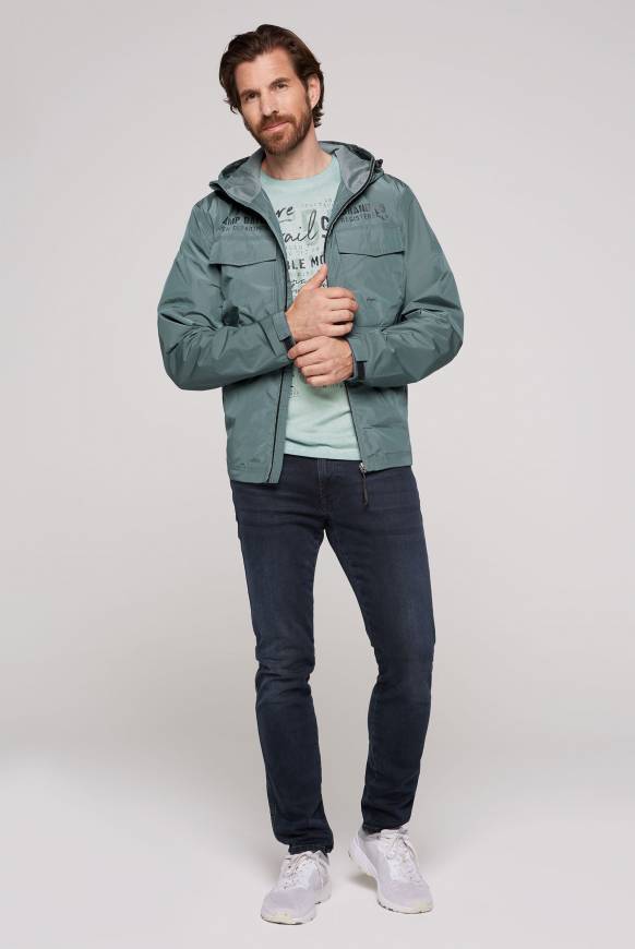 Soccx Windbreaker-Jacke Mit Kapuze Und Rückenprint Teal