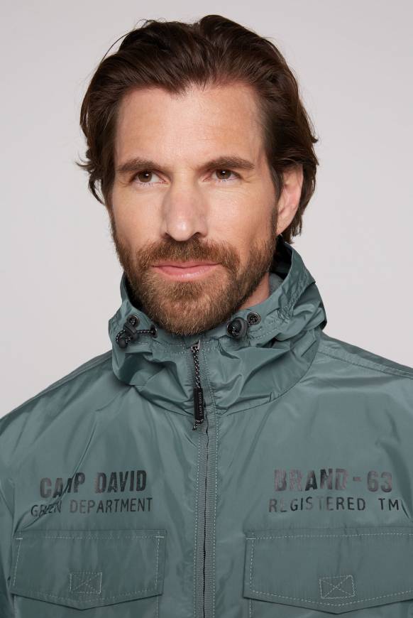 Soccx Windbreaker-Jacke Mit Kapuze Und Rückenprint Teal