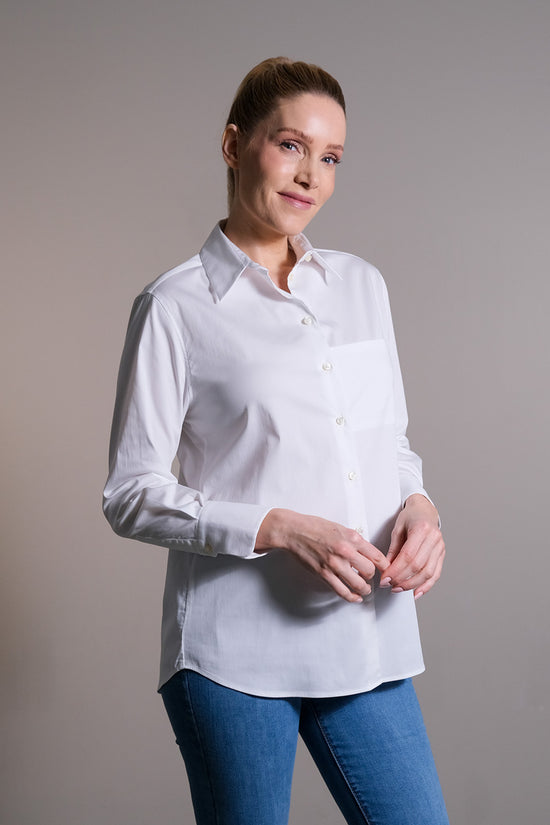 Soluzione Hemdbluse mit großem Kragen und Brusttasche