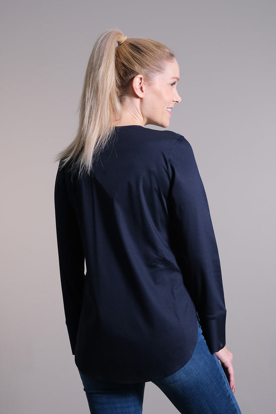 Soluzione Jerseyshirt Mit überkreuztem V-Ausschnitt Und Langarm