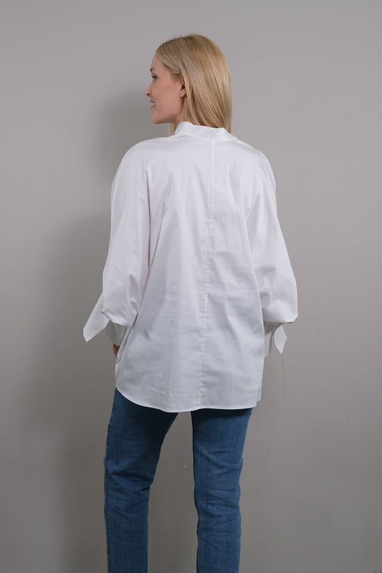 Soluzione Bluse Mit 7/8 Ballonärmel Bianca