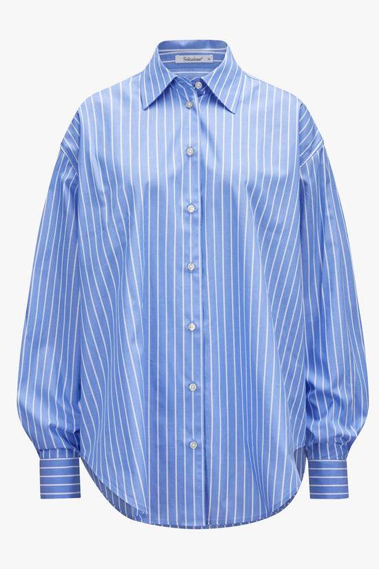 Soluzione Gestreifte Hemdbluse mit gerundetem Saum