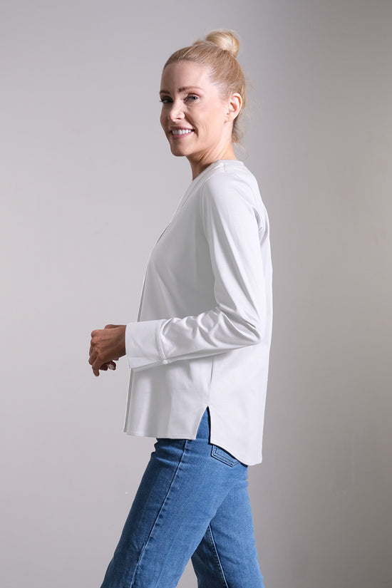 Soluzione Jerseybluse Mit V-Ausschnitt & Manschetten
