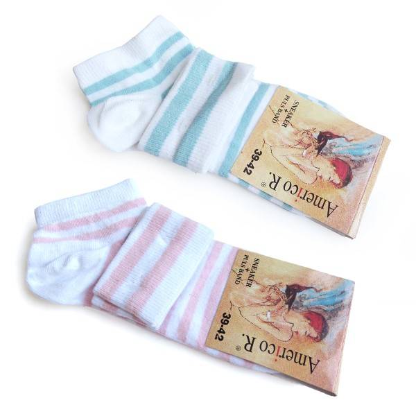 Sonia Originelli 1 Paar Söckchen Geringelt Streifen Sneakerform Soft, Elastischer Bund Mit Pulsband Im Set