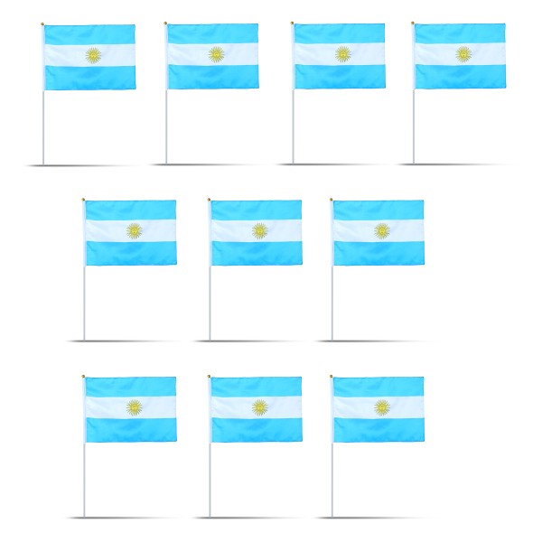 Sonia Originelli 10er Set Fahne Flagge Winkfahne "Argentinien" Argentina Handfahne EM WM