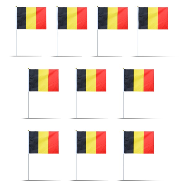 Sonia Originelli 10er Set Fahne Flagge Winkfahne "Belgien" Belgium Handfahne EM WM