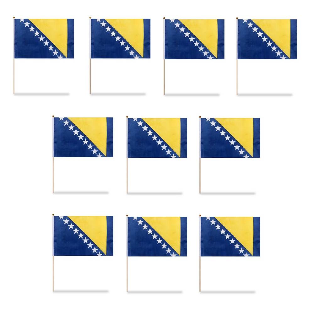 Sonia Originelli 10er Set Fahne Flagge Winkfahne "Bosnien" Bosnia Handfahne EM WM