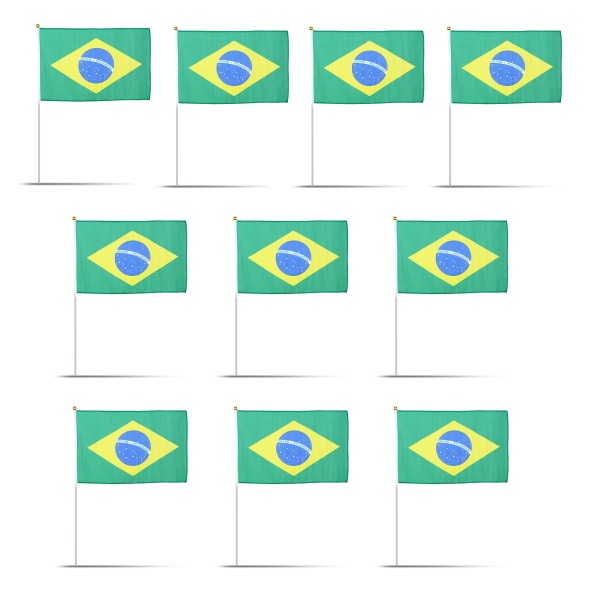 Sonia Originelli 10er Set Fahne Flagge Winkfahne "Brasilien" Brazil Brasil Handfahne EM WM