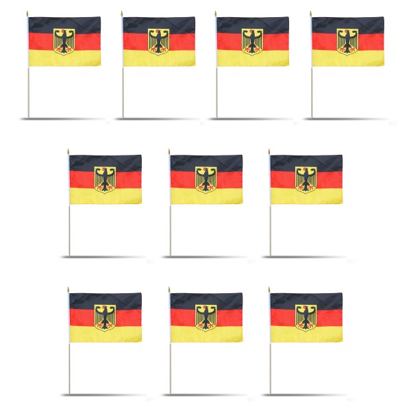 Sonia Originelli 10er Set Fahne Flagge Winkfahne "Deutschland Adler" Germany Eagle Handfahne EM WM