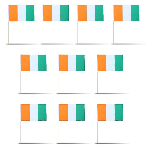 Sonia Originelli 10er Set Fahne Flagge Winkfahne "Elfenbeinküste" Ivory Coast Handfahne EM WM