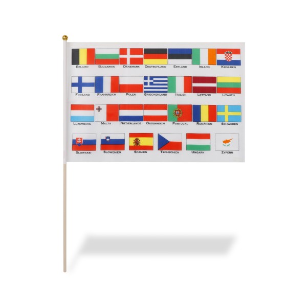 Sonia Originelli 10er Set Fahne Flagge Winkfahne "Europa 27 Länder" Handfahne EM WM