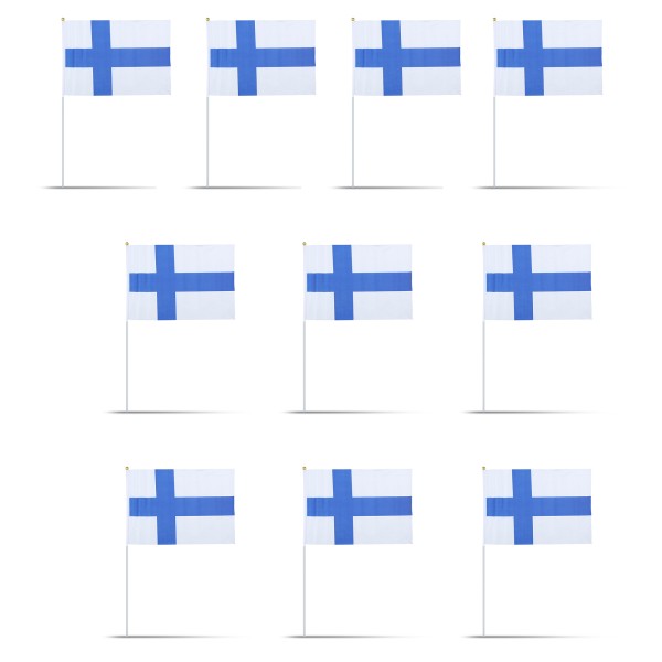 Sonia Originelli 10er Set Fahne Flagge Winkfahne "Finnland" Finland Handfahne EM WM