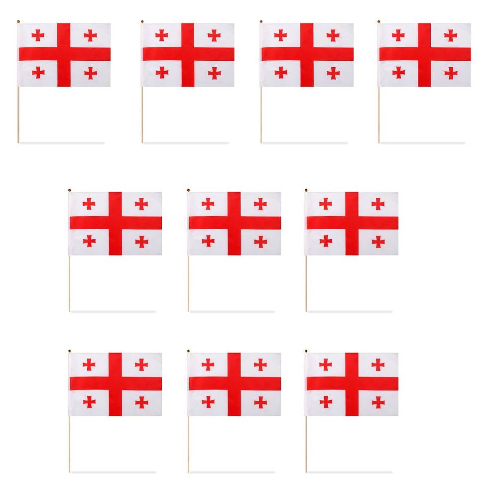 Sonia Originelli 10er Set Fahne Flagge Winkfahne "Georgien" Georgia Handfahne EM WM