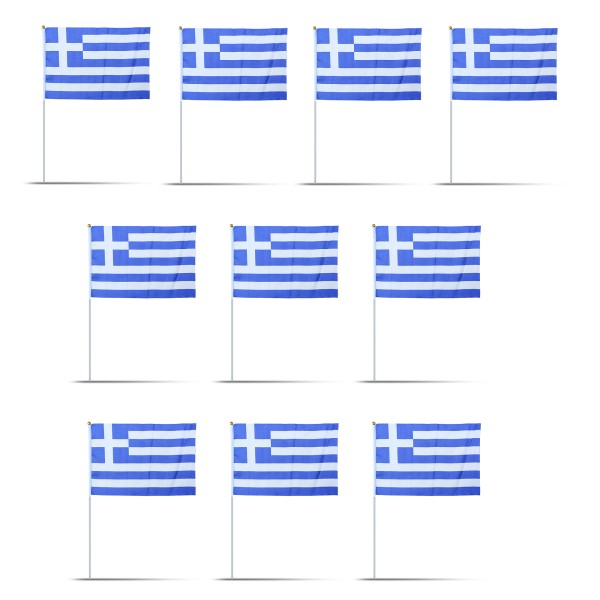 Sonia Originelli 10er Set Fahne Flagge Winkfahne "Griechenland" Greece Handfahne EM WM