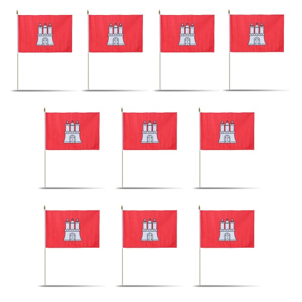Sonia Originelli 10er Set Fahne Flagge Winkfahne "Hamburg" Handfahne EM WM