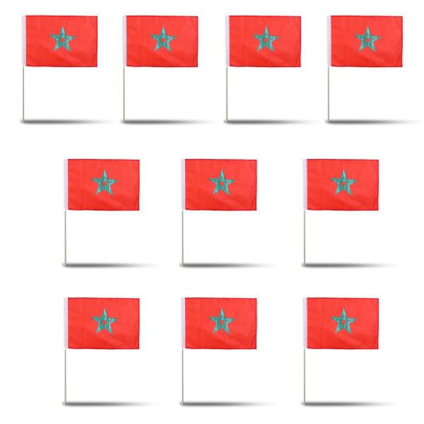 Sonia Originelli 10er Set Fahne Flagge Winkfahne "Marokko" Morocco Handfahne EM WM