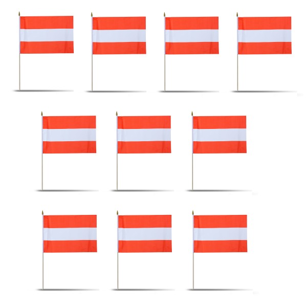 Sonia Originelli 10er Set Fahne Flagge Winkfahne "Österreich" Austria Handfahne EM WM